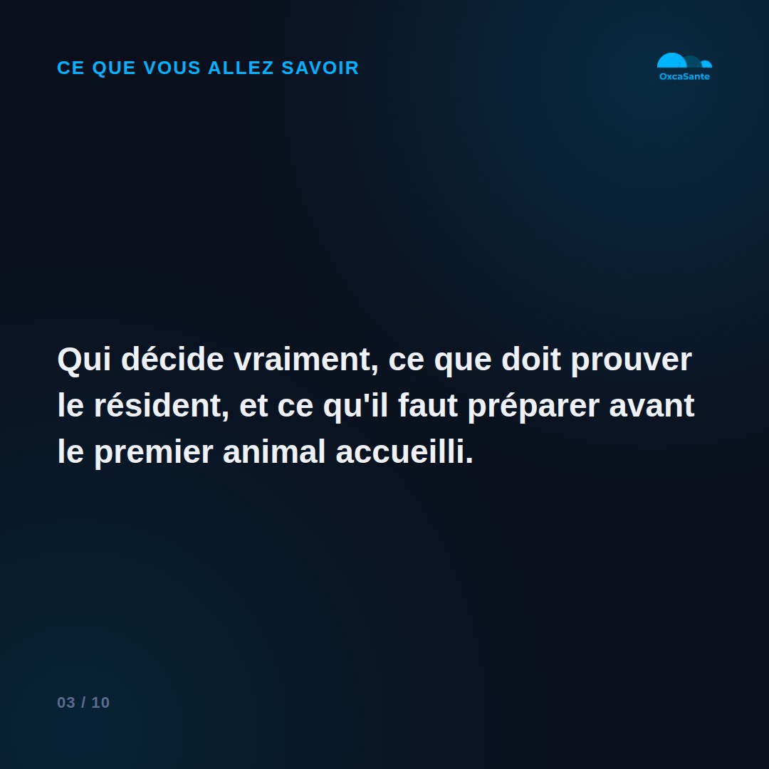 Slide 3 du carrousel : qui décide vraiment, ce que doit prouver le résident, et ce qu'il faut préparer