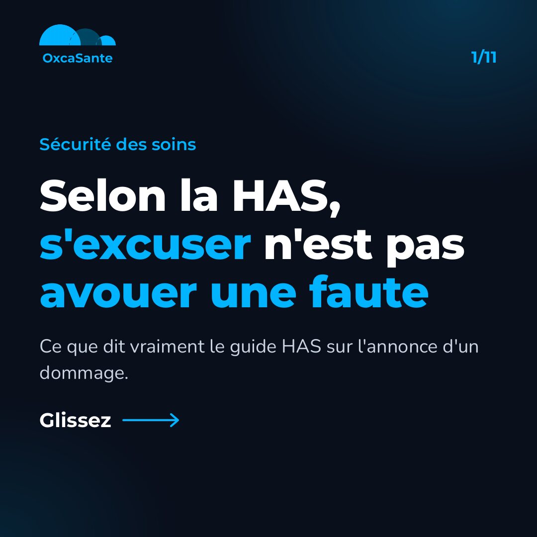 Slide 1 du carrousel : selon la HAS, s'excuser n'est pas avouer une faute