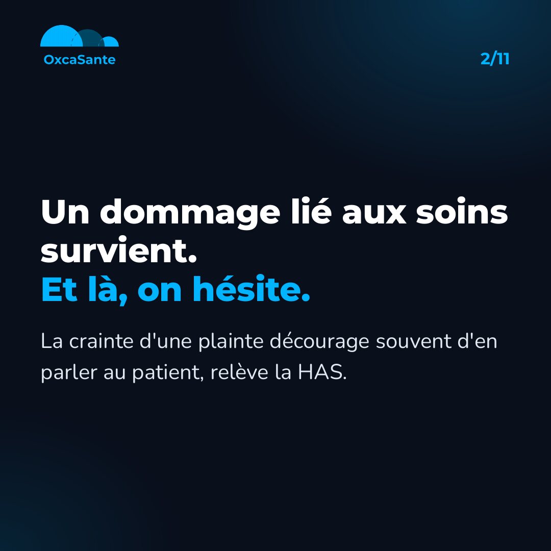 Slide 2 du carrousel : un dommage lié aux soins survient, et là, on hésite