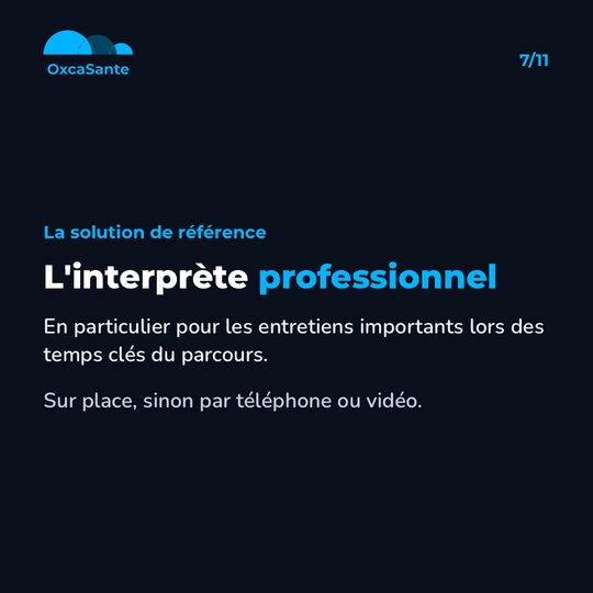 Slide 7 du carrousel : l'interprète professionnel, solution de référence, en particulier pour les entretiens importants