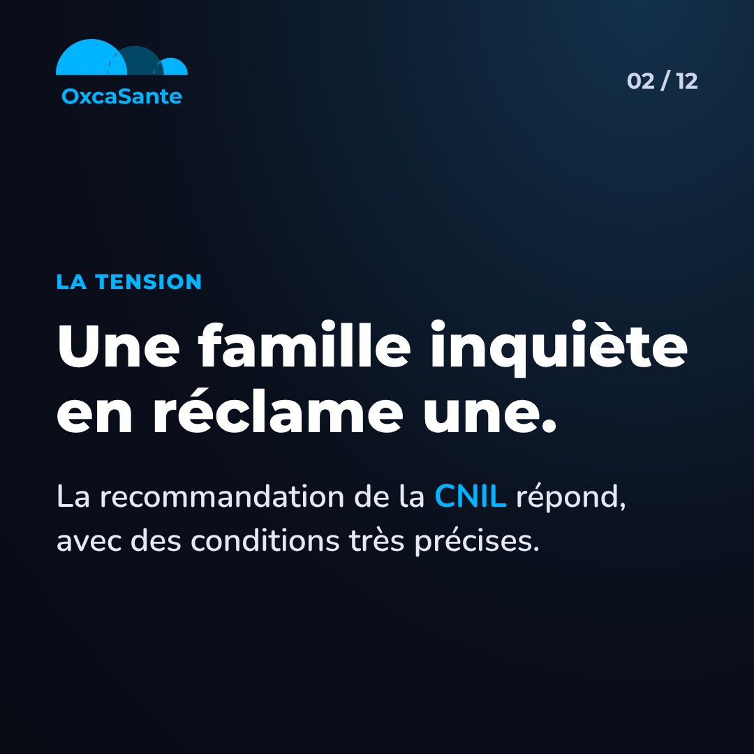 Slide 2 du carrousel : une famille inquiète en réclame une, la recommandation de la CNIL répond