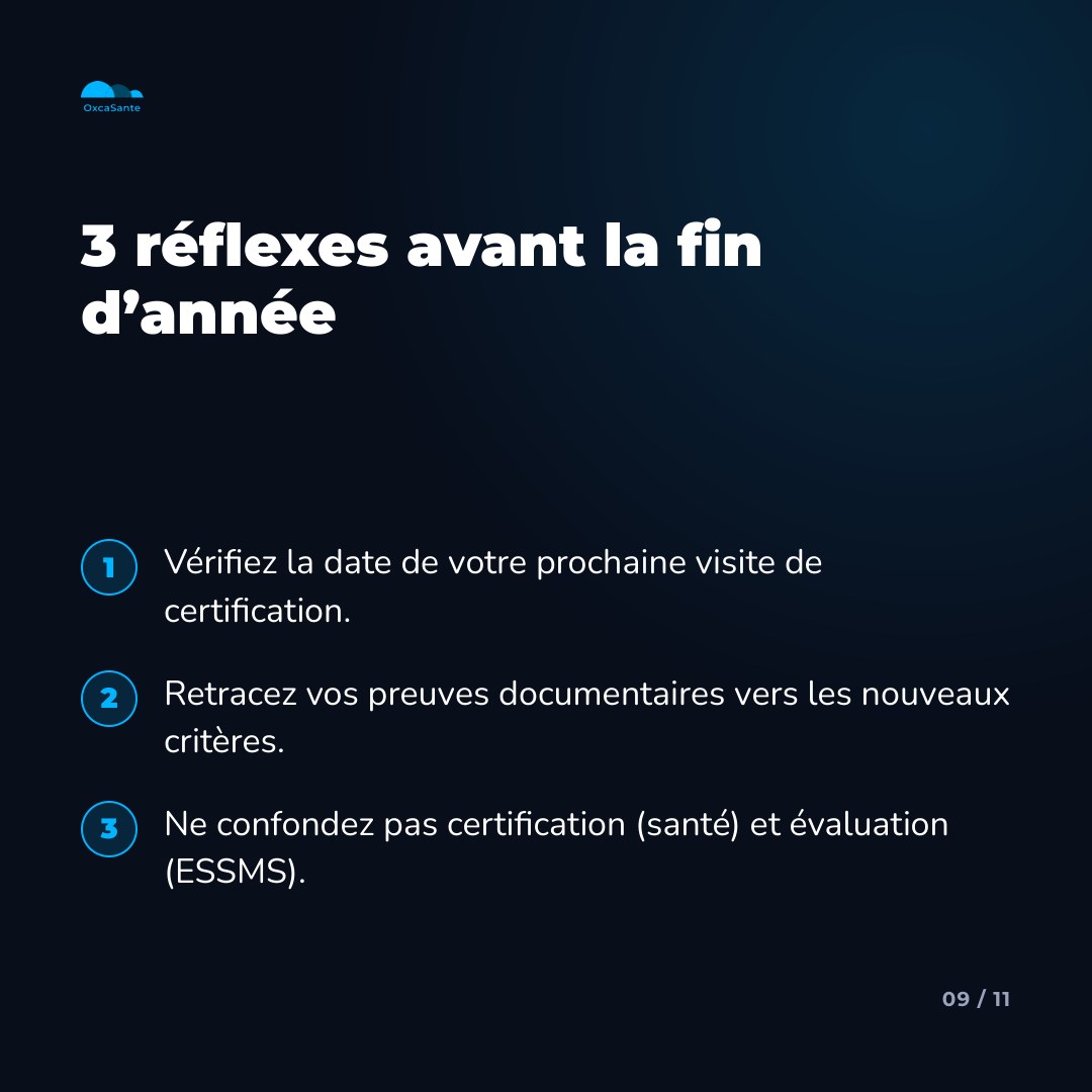 Slide 9 du carrousel : vérifiez la date de votre prochaine visite, retracez vos preuves, ne confondez pas certification et évaluation