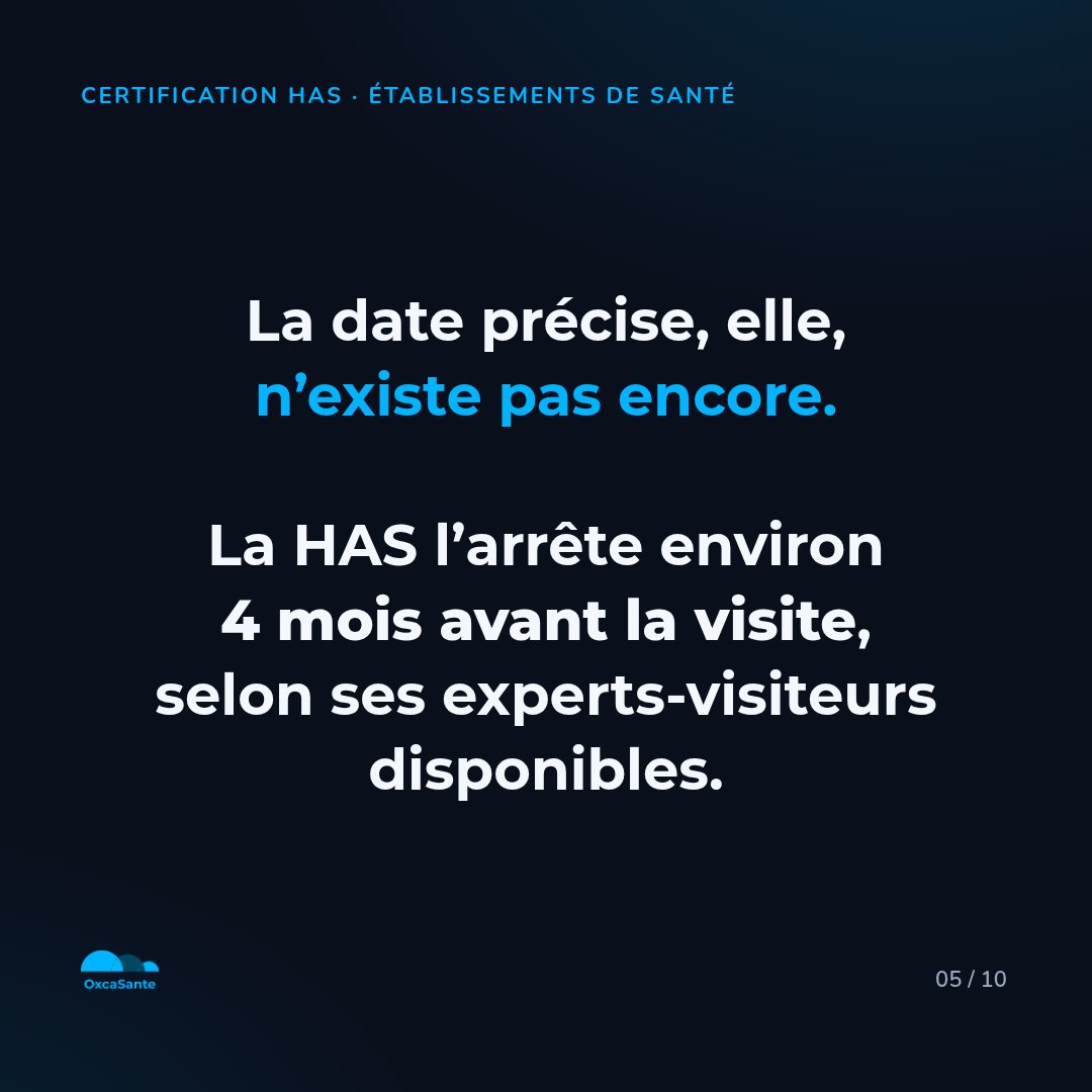 Slide du carrousel : la date précise n'existe pas encore, la HAS l'arrête environ 4 mois avant la visite