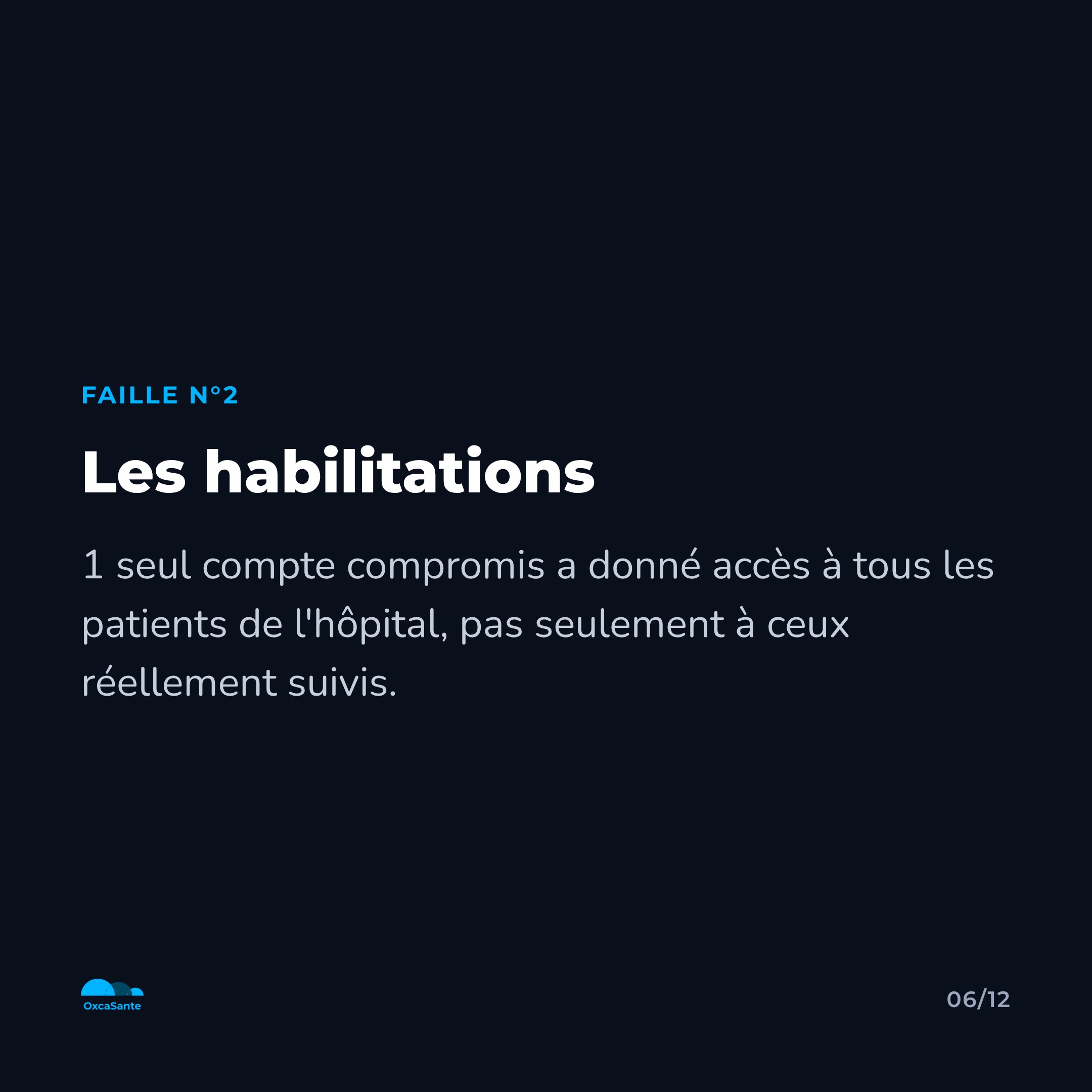 Slide 6 du carrousel : 1 identifiant volé, accès à tous les patients