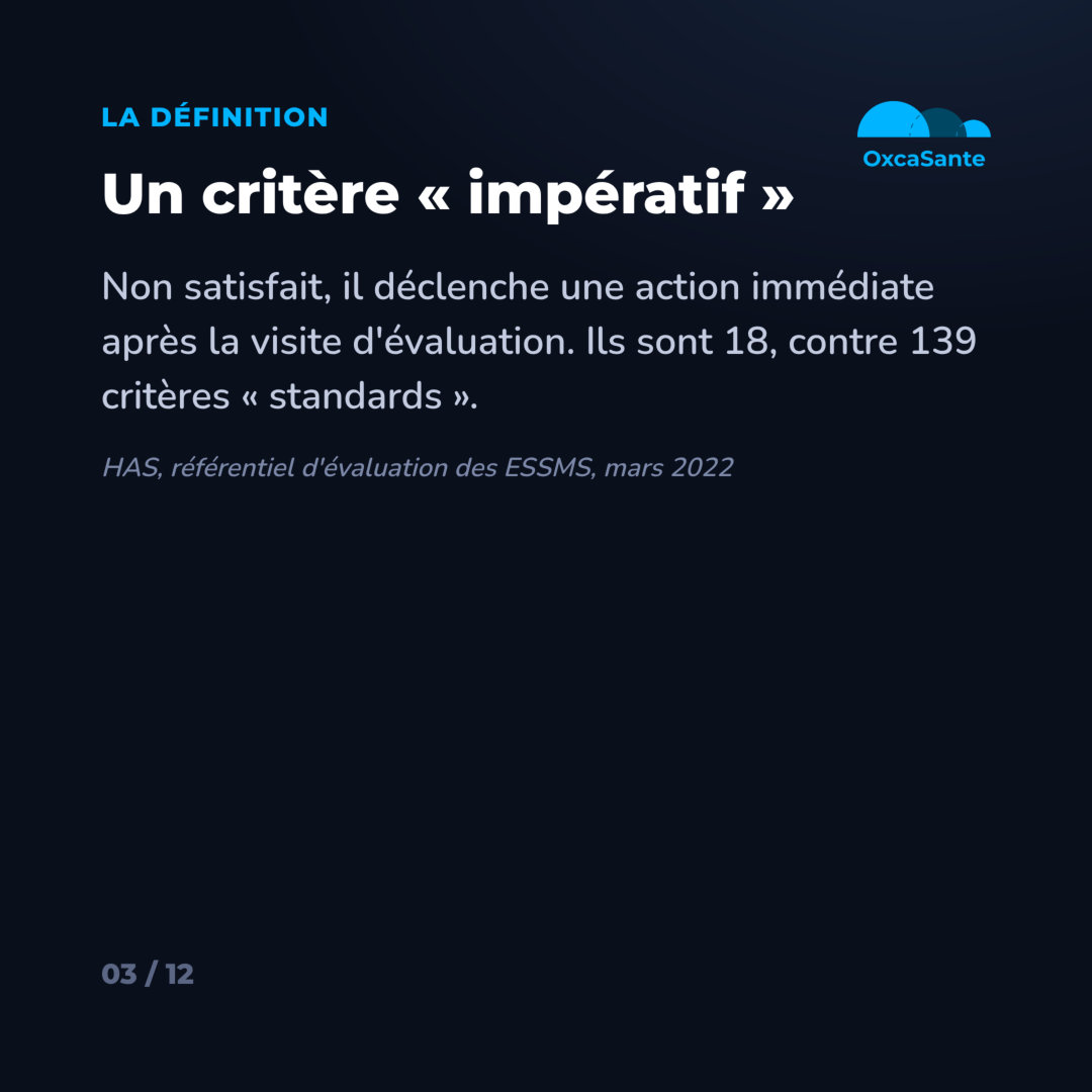 Slide 3 du carrousel : la définition d'un critère impératif selon la HAS
