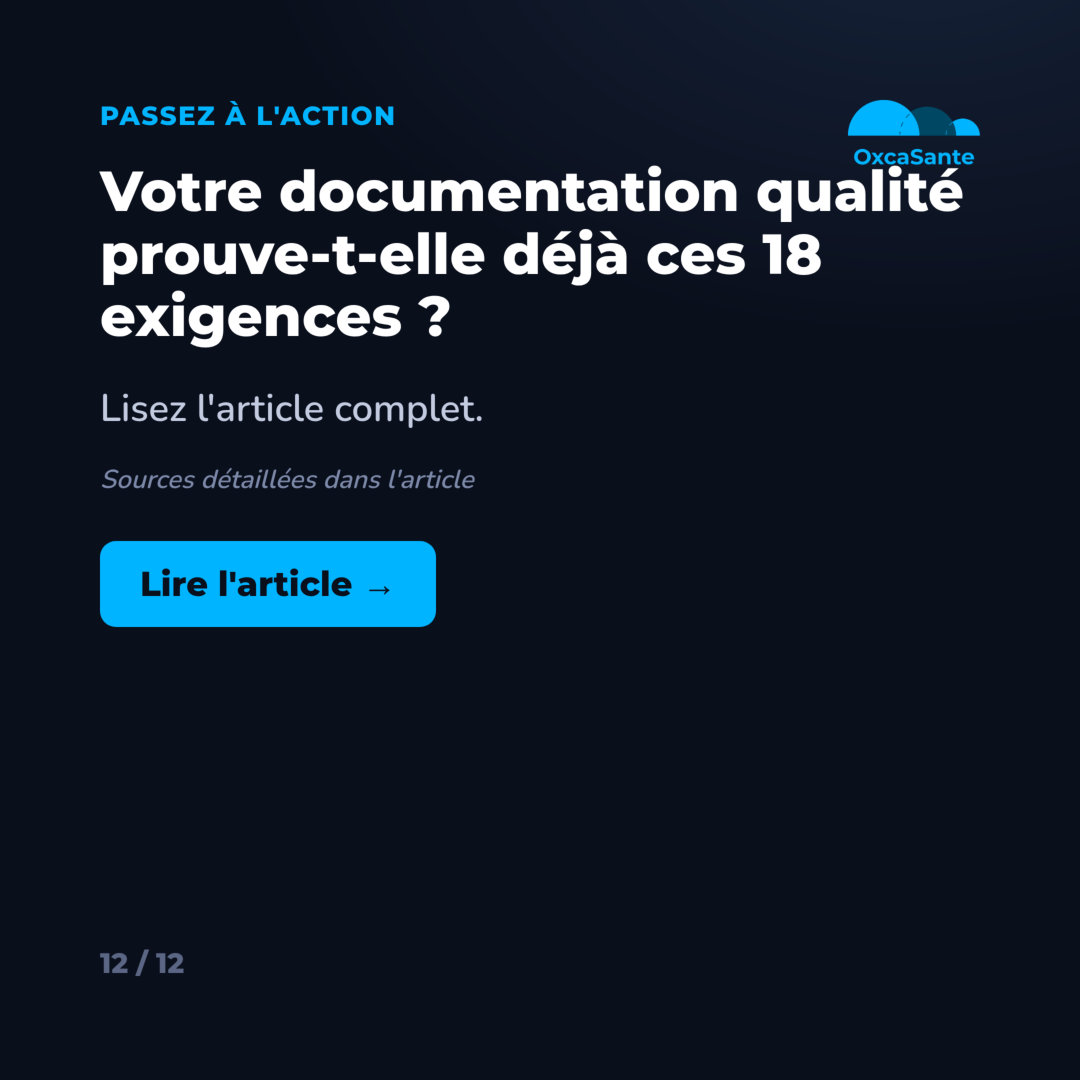 Slide 12 du carrousel : votre documentation qualité prouve-t-elle déjà ces 18 exigences
