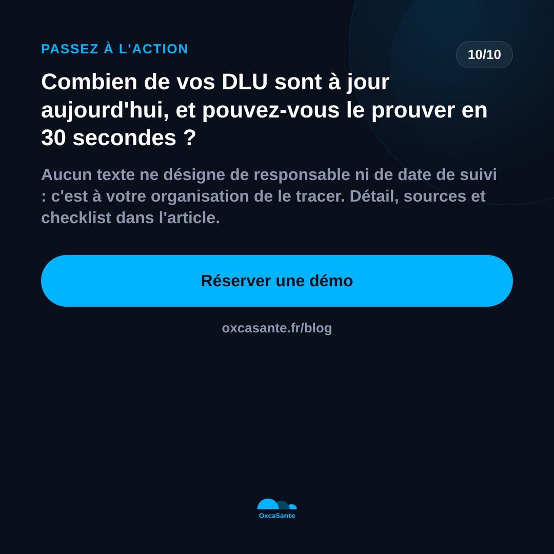 Slide du carrousel : combien de vos DLU sont à jour aujourd'hui, et pouvez-vous le prouver en 30 secondes