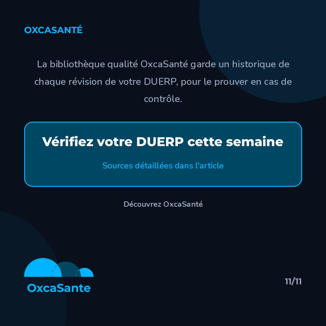 Slide 11 du carrousel : vérifiez votre DUERP cette semaine, découvrez OxcaSanté