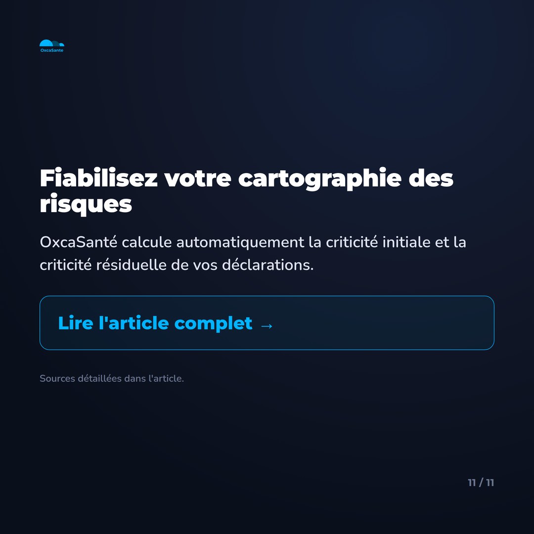 Slide 11 du carrousel : fiabilisez votre cartographie des risques, découvrez OxcaSanté