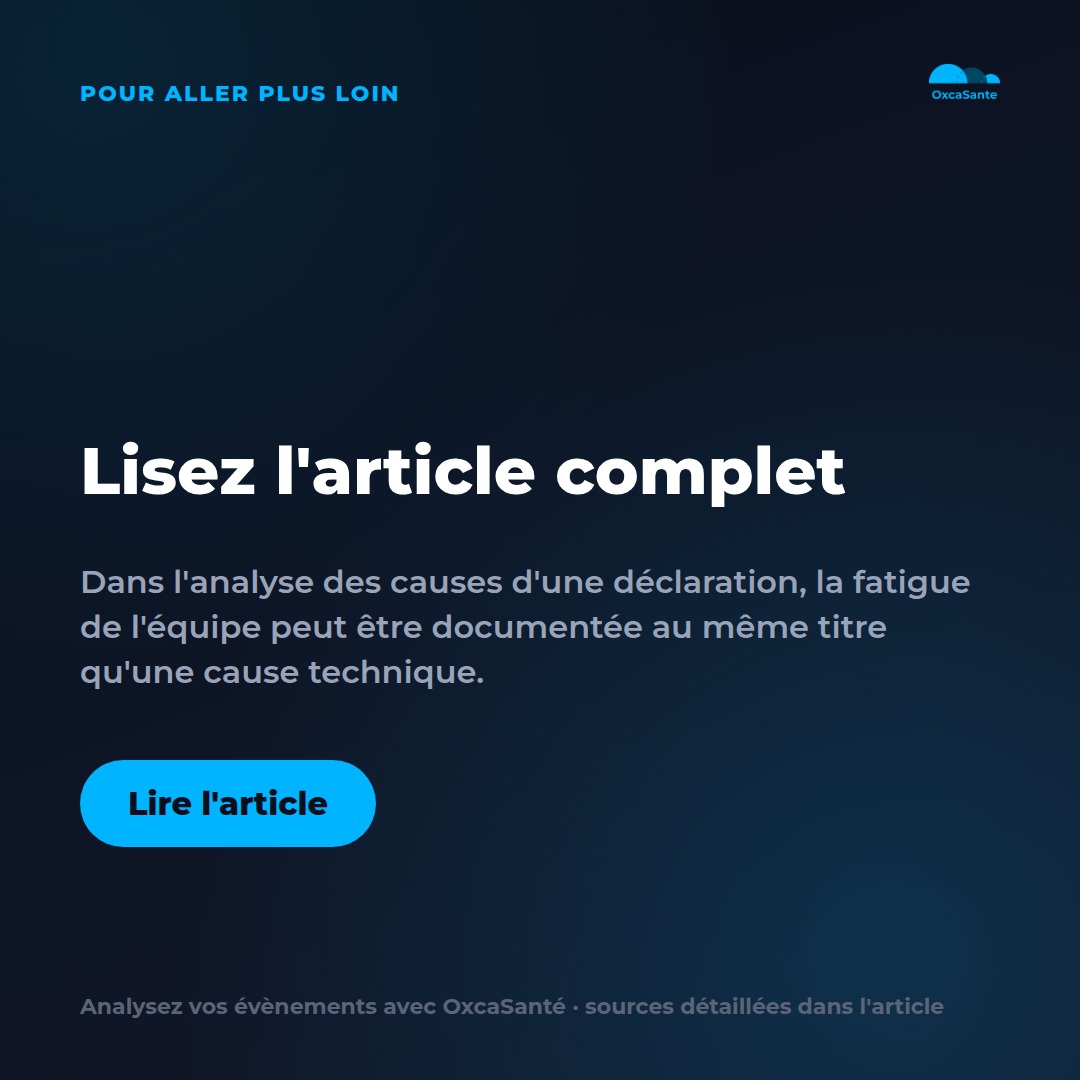 Slide du carrousel : lisez l'article complet, dans l'analyse des causes d'une déclaration la fatigue de l'équipe peut être documentée au même titre qu'une cause technique