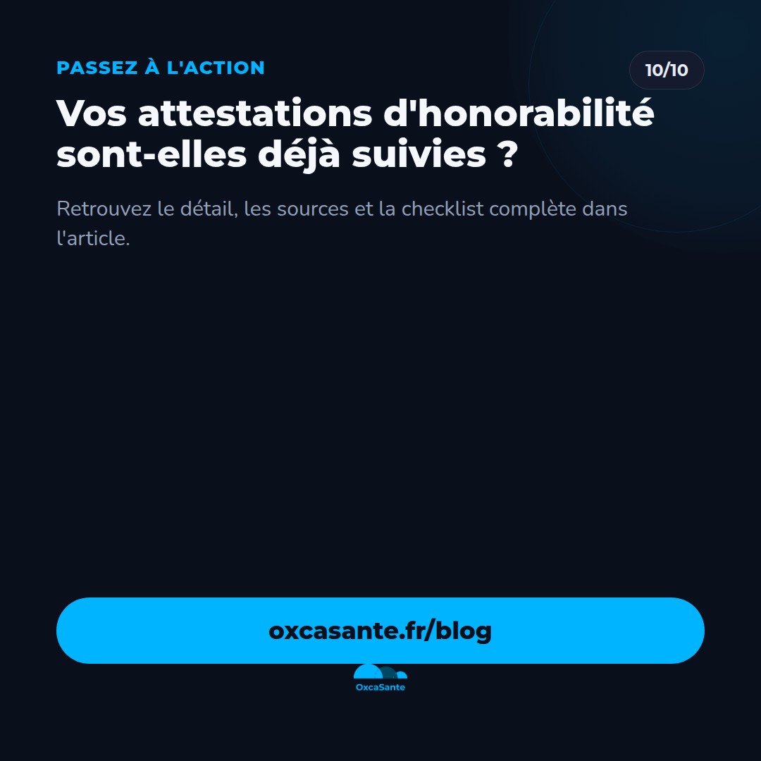 Slide du carrousel : vos attestations d'honorabilité sont-elles déjà suivies, découvrez OxcaSanté