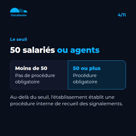 Slide du carrousel&nbsp;: schéma du seuil de 50 salariés ou agents, pas de procédure obligatoire en dessous, procédure obligatoire à partir de 50