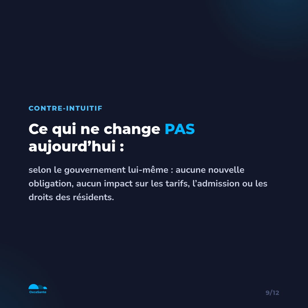 Slide 9 du carrousel : ce qui ne change pas aujourd'hui, aucune nouvelle obligation selon le gouvernement