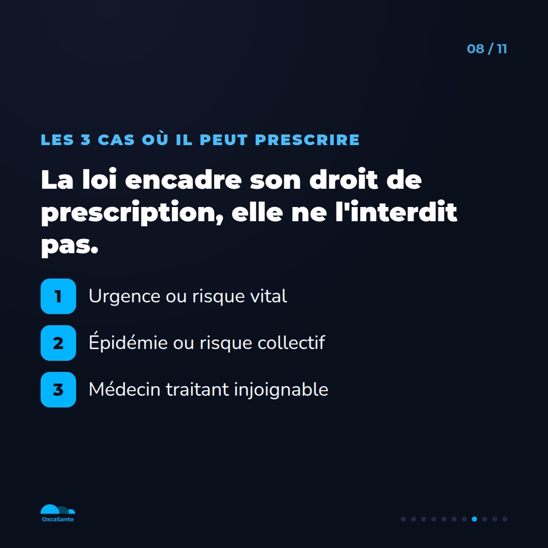 Slide du carrousel : la loi encadre son droit de prescription en 3 cas, urgence, épidémie, médecin traitant injoignable