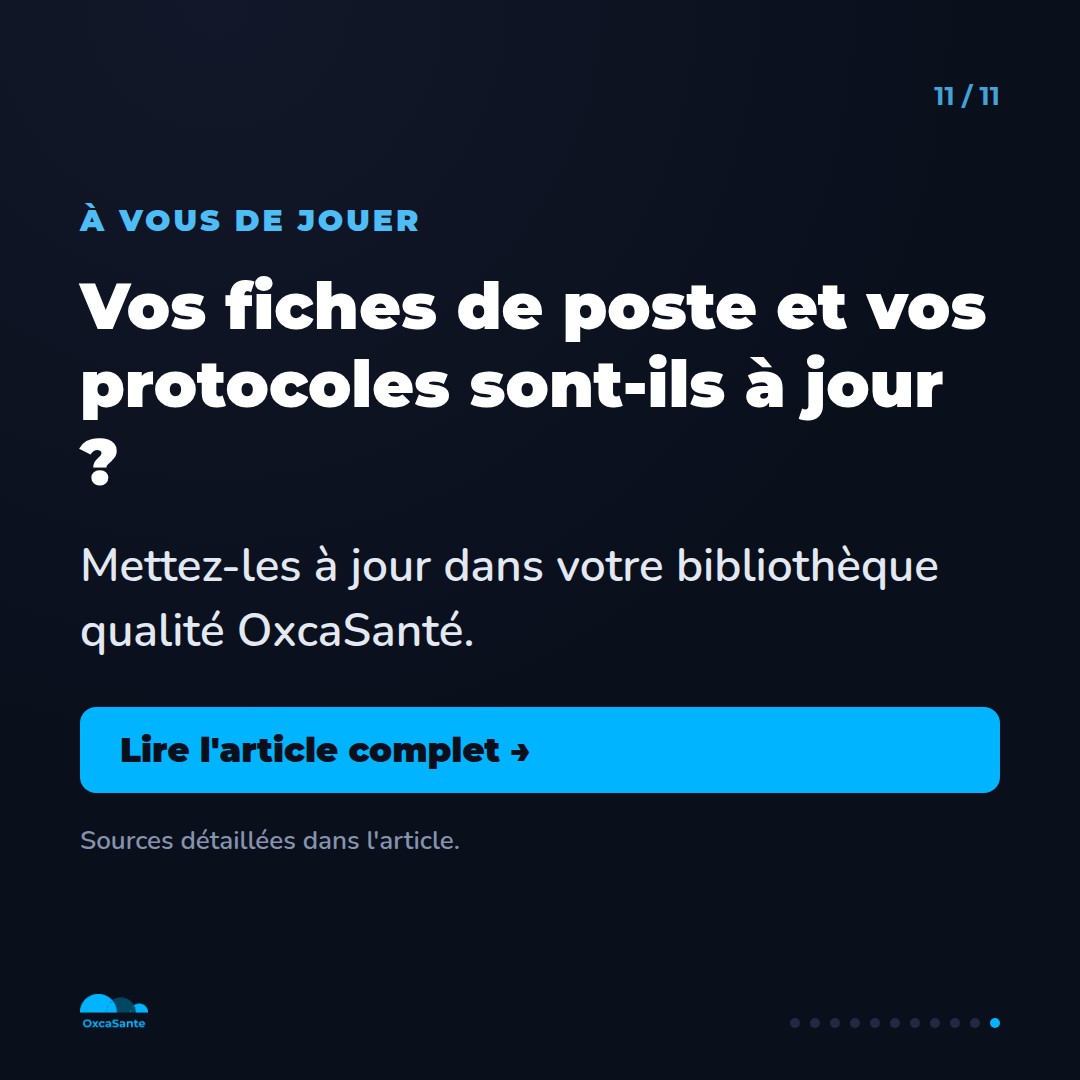Slide du carrousel : vos fiches de poste et vos protocoles sont-ils à jour, mettez-les à jour dans votre bibliothèque qualité