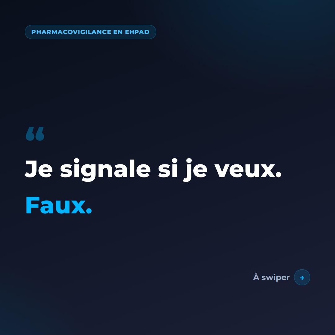 Slide 1 du carrousel OxcaSanté : « Je signale si je veux. » Faux.