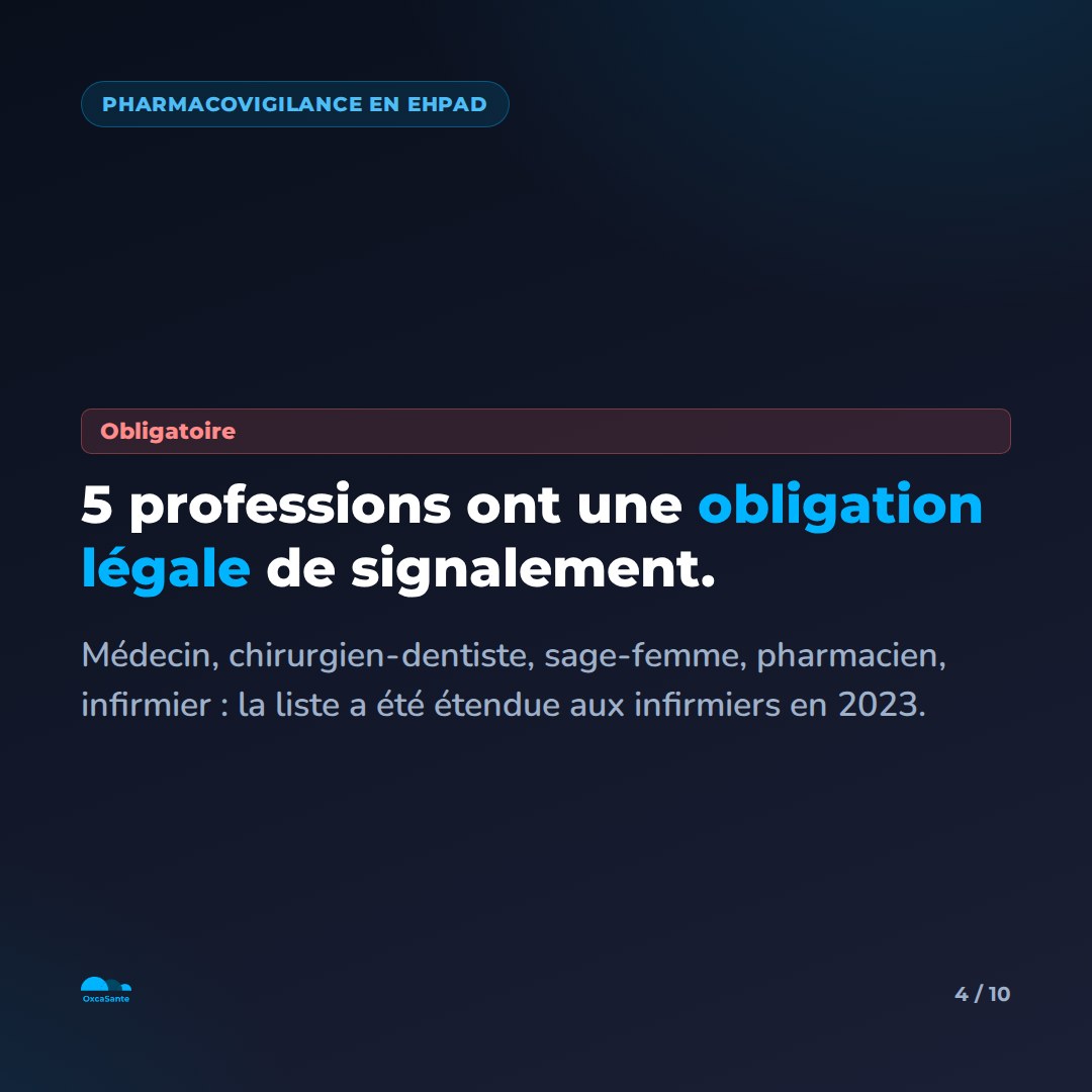Slide 4 du carrousel : 5 professions ont une obligation légale de signalement, la liste a été étendue aux infirmiers en 2023