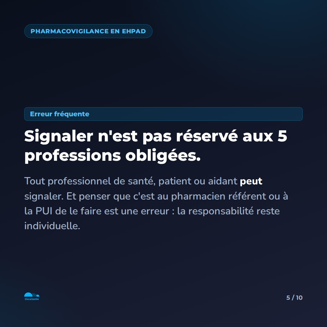 Slide 5 du carrousel : signaler n'est pas réservé aux 5 professions obligées, la responsabilité individuelle ne se délègue pas