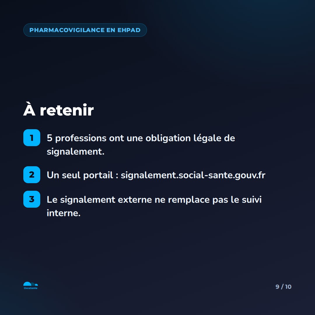 Slide 9 du carrousel : 5 professions ont une obligation légale, un seul portail, le signalement externe ne remplace pas le suivi interne