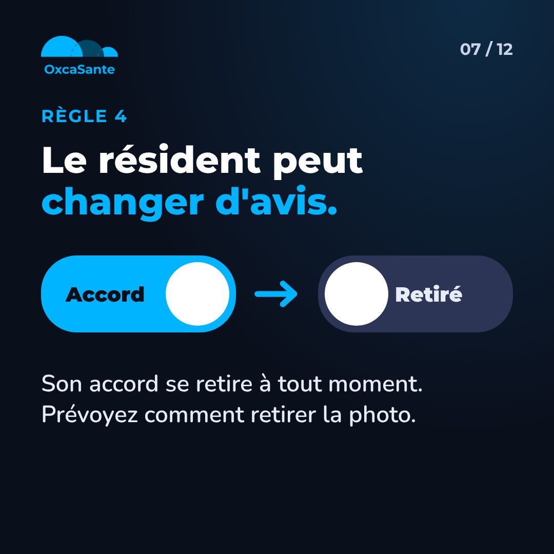 Slide 7 du carrousel : règle 4, le résident peut changer d'avis, l'accord se retire à tout moment