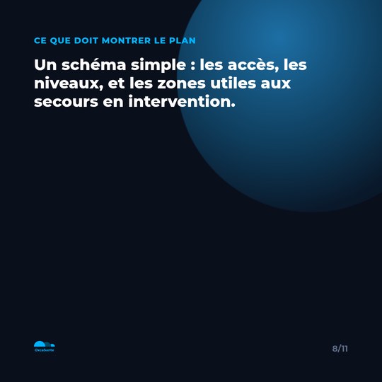 Slide du carrousel&nbsp;: un schéma simple avec accès, niveaux et zones utiles aux secours