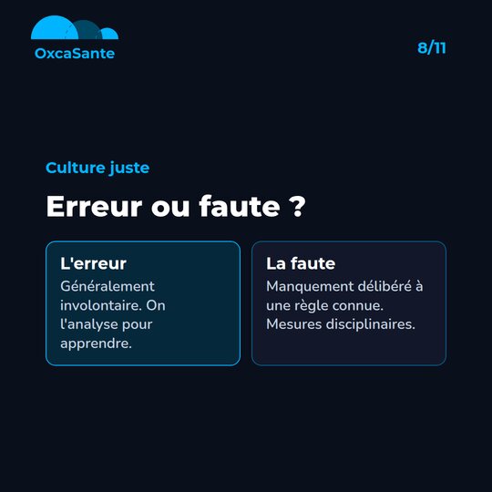 Slide 8 du carrousel : erreur ou faute, deux cartes qui distinguent l'erreur involontaire de la faute