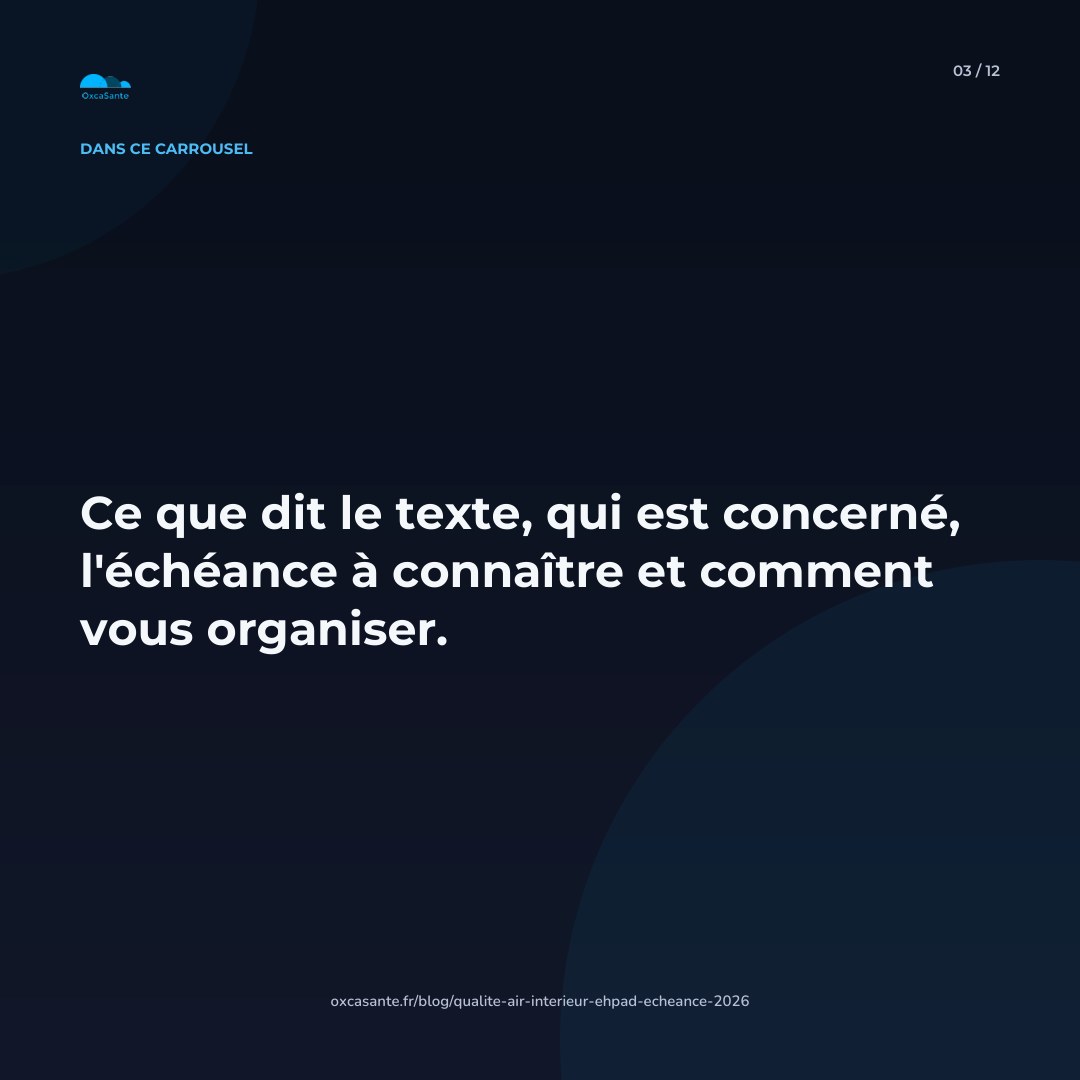Slide 3 du carrousel : ce que dit le texte, qui est concerné, l'échéance à connaître et comment vous organiser