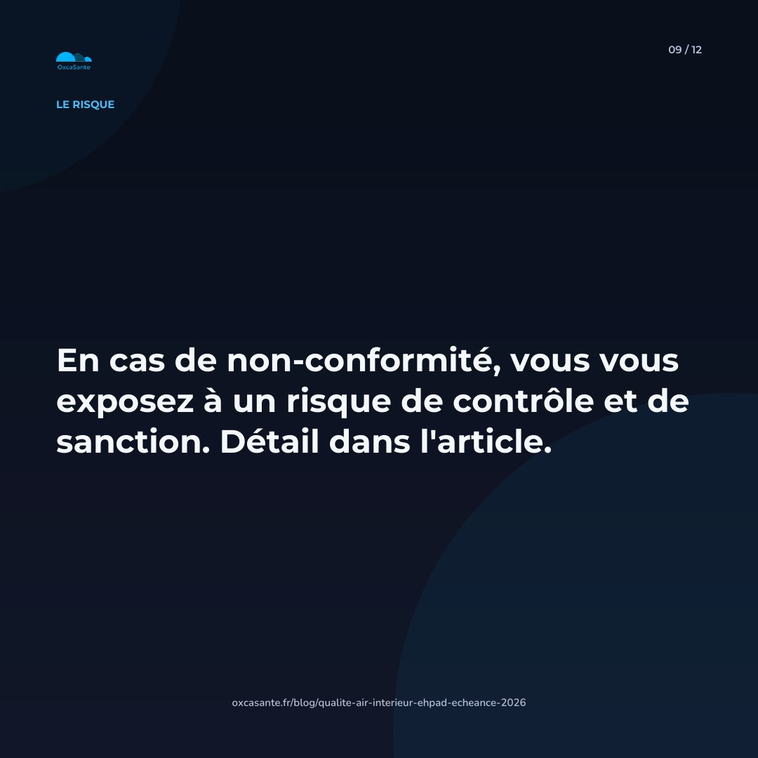 Slide 9 du carrousel : en cas de non-conformité, vous vous exposez à un risque de contrôle et de sanction