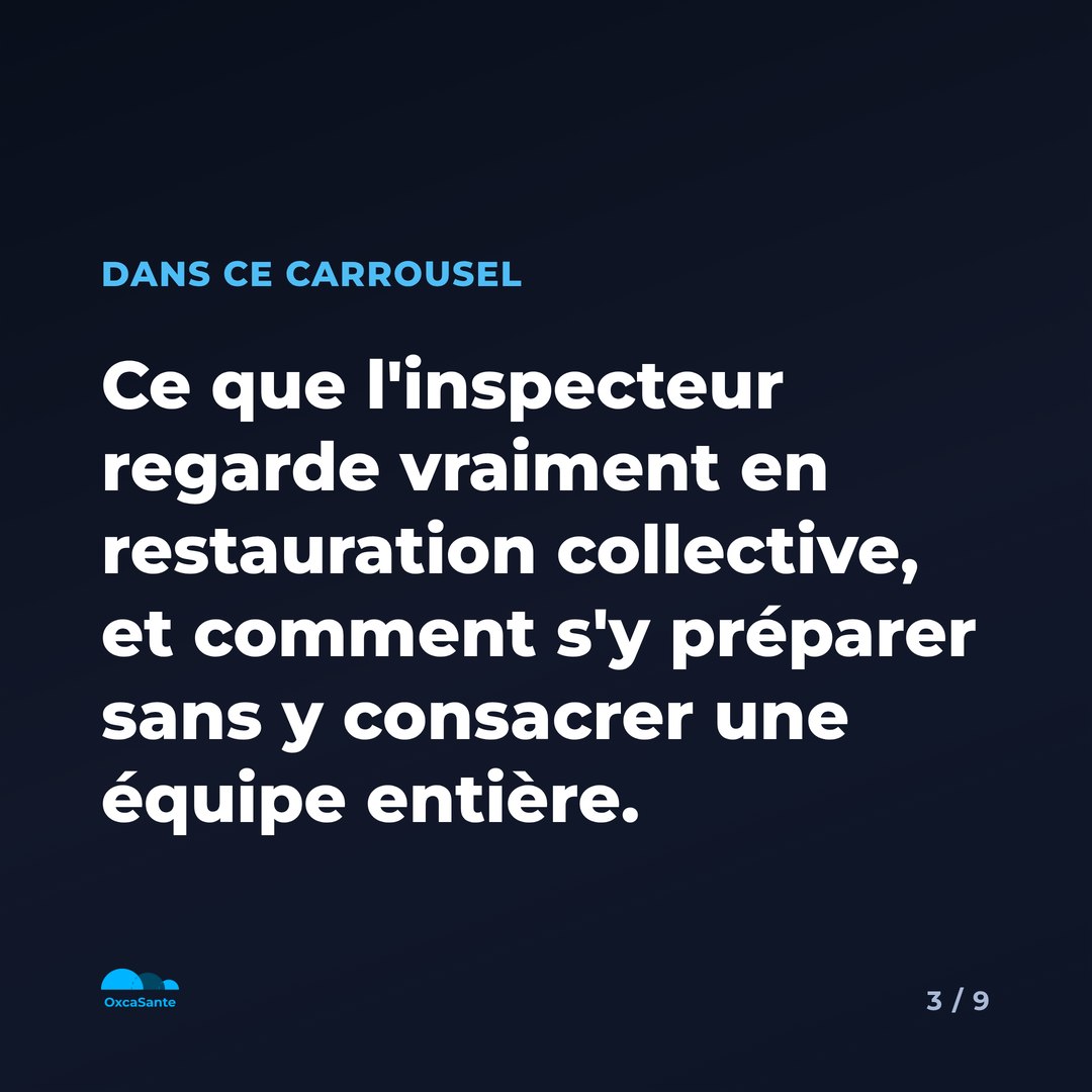 Slide 3 du carrousel : ce que l'inspecteur regarde vraiment en restauration collective, et comment s'y préparer sans y consacrer une équipe entière