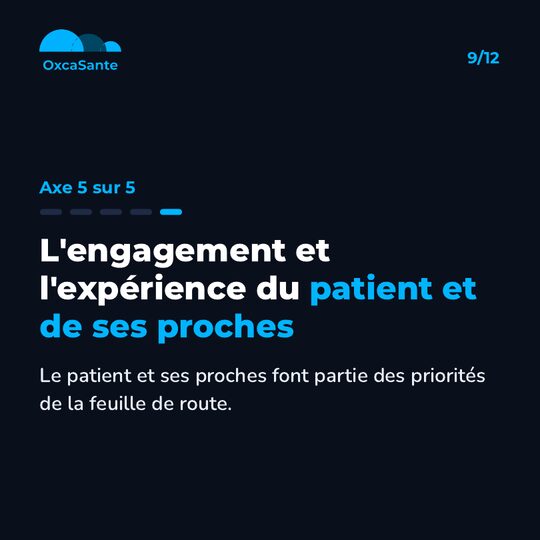 Slide du carrousel&nbsp;: axe 5 sur 5, l'engagement et l'expérience du patient et de ses proches