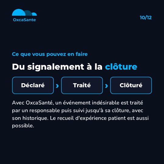 Slide du carrousel&nbsp;: du signalement à la clôture, déclaré, traité, clôturé