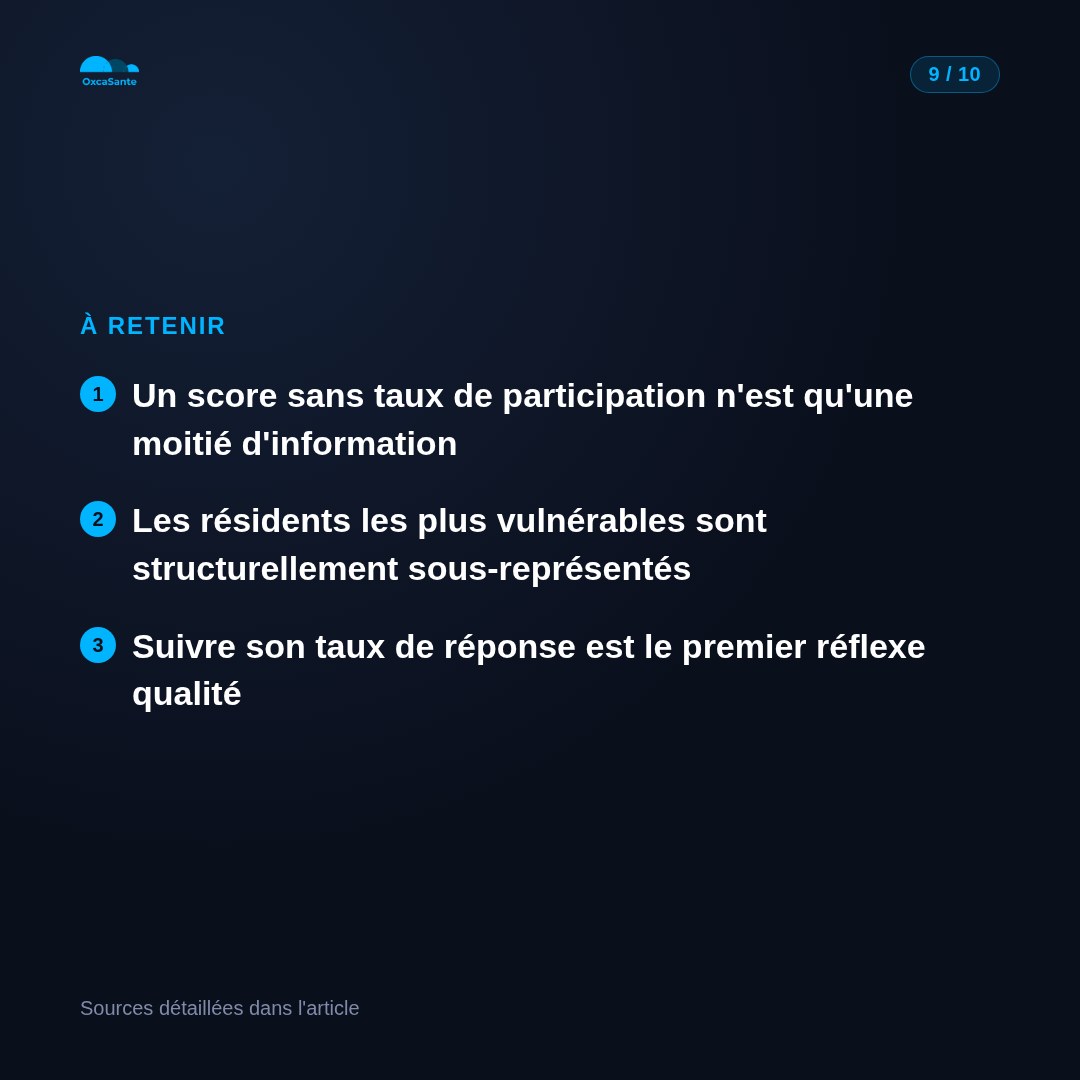 Slide 9 du carrousel : à retenir, un score sans taux de participation n'est qu'une moitié d'information