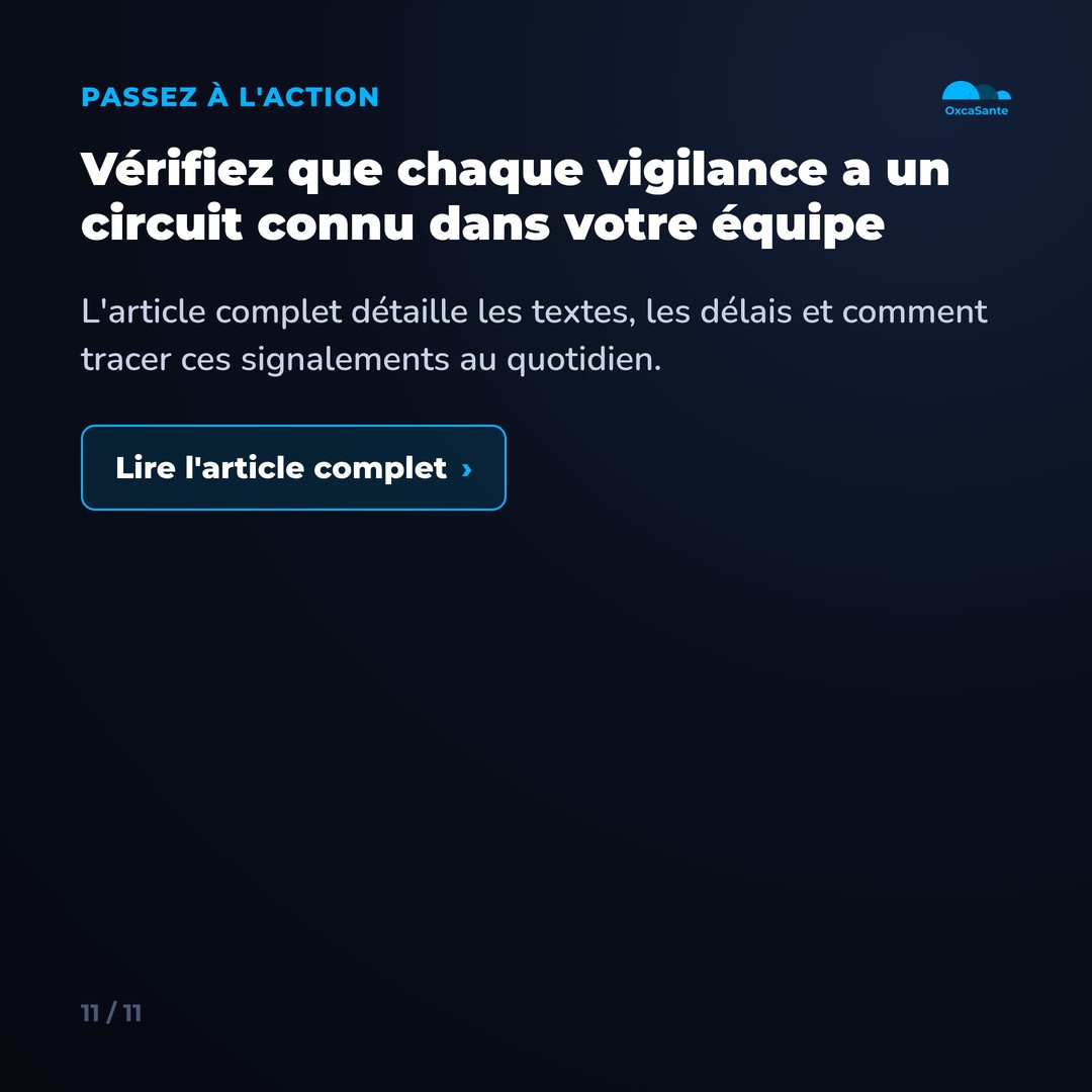Slide 11 du carrousel : vérifiez que chaque vigilance a un circuit connu dans votre équipe
