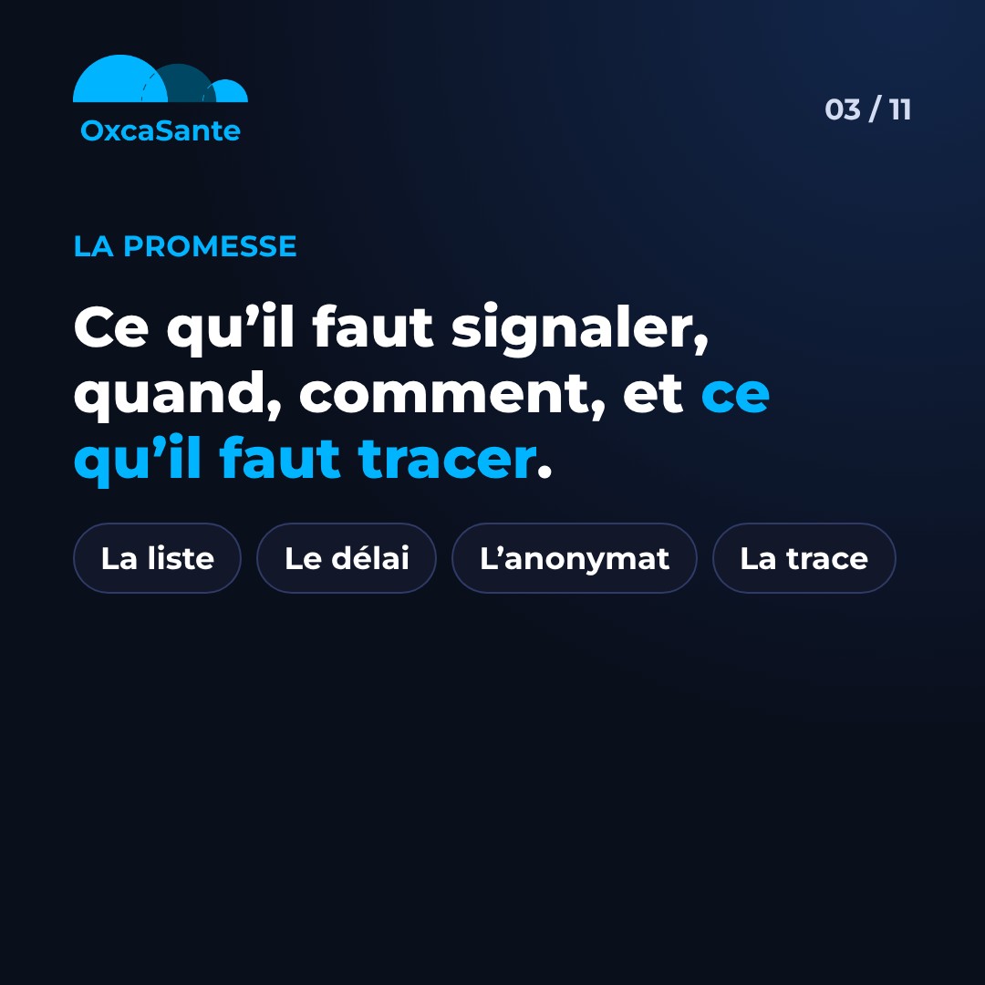 Slide 3 du carrousel&nbsp;: ce qu'il faut signaler, quand, comment, et ce qu'il faut tracer