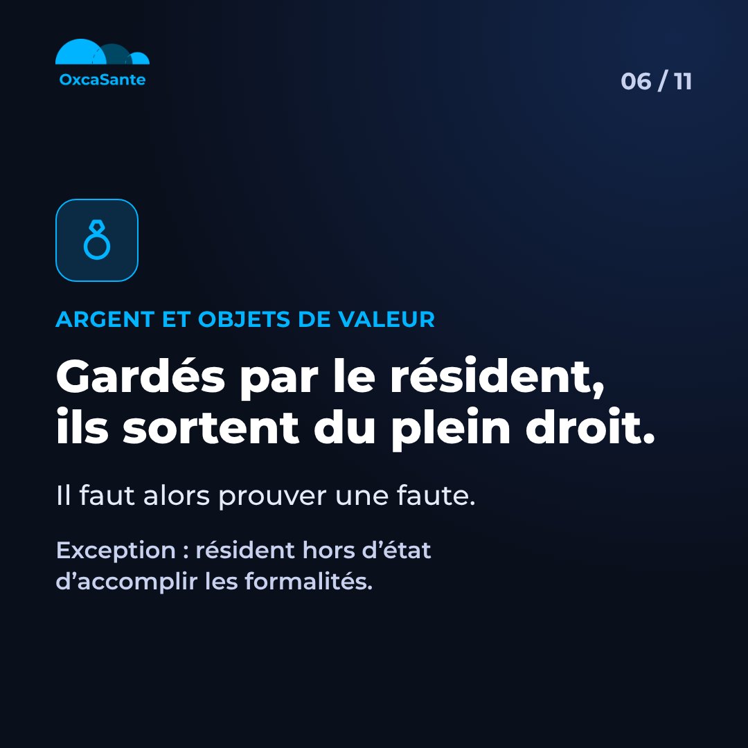 Slide 6 du carrousel&nbsp;: argent et objets de valeur gardés par le résident, il faut prouver une faute